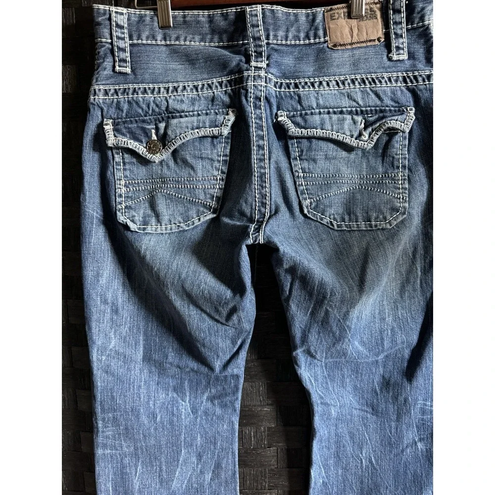 Express Mens 34x31 Jeans Classic Low Rise Boot Cut Kingston Denim *see Note*